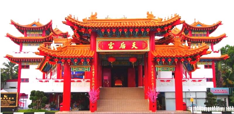 The Thean Hou Temple is a six-tiered temple of the Chinese sea goddess at Malaysia
